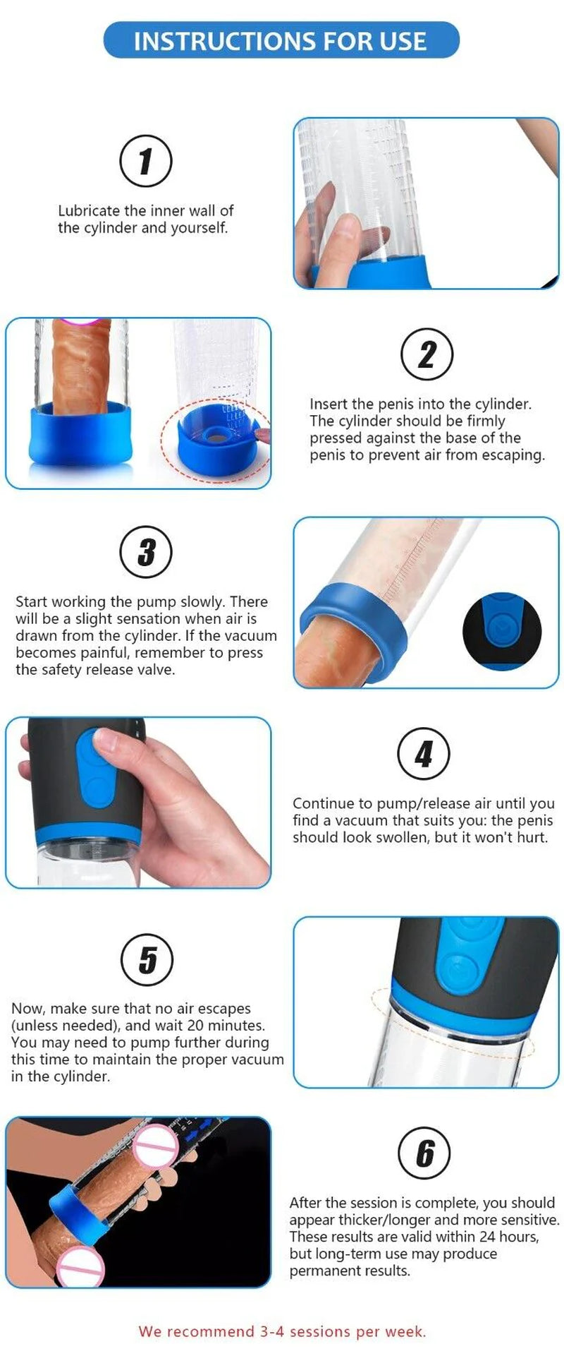 Vacuum Penis Pump for Male ED Enhancement Erectile Enlargement Penis Enlarger BG